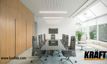 System oświetleniowy KRAFT K-Led z sufitem podwieszanym KRAFT Fortis w biurze