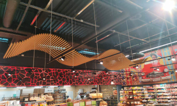 Centrum handlowe "Epicentr K6": sufit kubiczny KRAFT na giętkiej belce nośnej