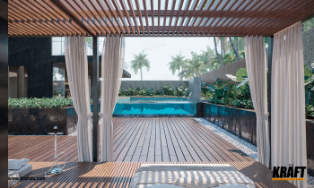 Rail ceiling KRAFT in a recreation area with a swimming pool (+ 5 photos)
