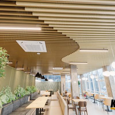Sufit z listwy kubicznej KRAFT w restauracji / KRAFT cubic strip ceiling in restaurant